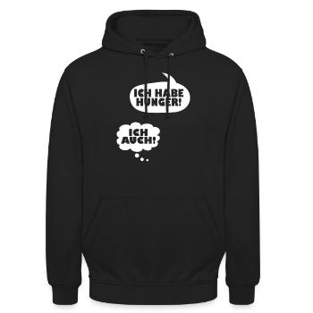 Ich Habe Hunger Schwangerschaftsmode Werdende Mutt - Unisex Hoodie - Schwarz - Vorne - Alina (178cm) & Michal (187cm)