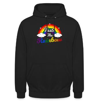 Regenbogen - Unisex Hoodie - Schwarz - Vorne - Alina (178cm) & Michal (187cm)
