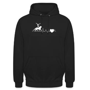 Voltigieren Herzschlag Reiterin Dressurreiten - Unisex Hoodie - Schwarz - Vorne - Alina (178cm) & Michal (187cm)