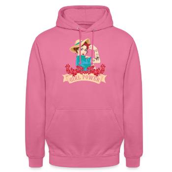 Women and Girl Power - Unisex Hoodie - pink - Front - Alina (178cm) & Michal (187cm)
