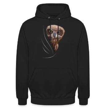 Eule Eulen Eulenliebhaber Geschenk Kauz - Unisex Hoodie - Schwarz - Vorne - Alina (178cm) & Michal (187cm)