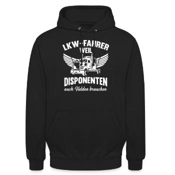 Disponenten LKW-Fahrer Fernfahrer Truck Geschenk - Unisex Hoodie - Schwarz - Vorne - Alina (178cm) & Michal (187cm)