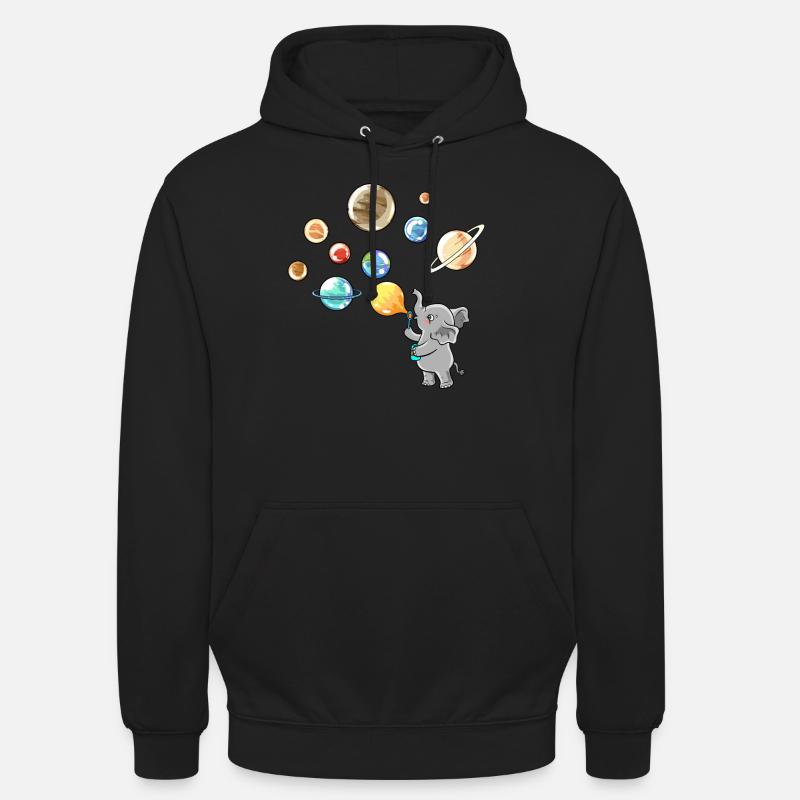 Solar System Planet Elephant Balloons - Unisex Hoodie - black