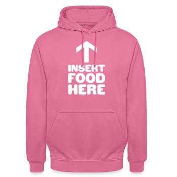 Insérer la nourriture ici - Dire drôle - Sweat-shirt à capuche unisexe - rose - Devant - Alina (178cm) & Michal (187cm)