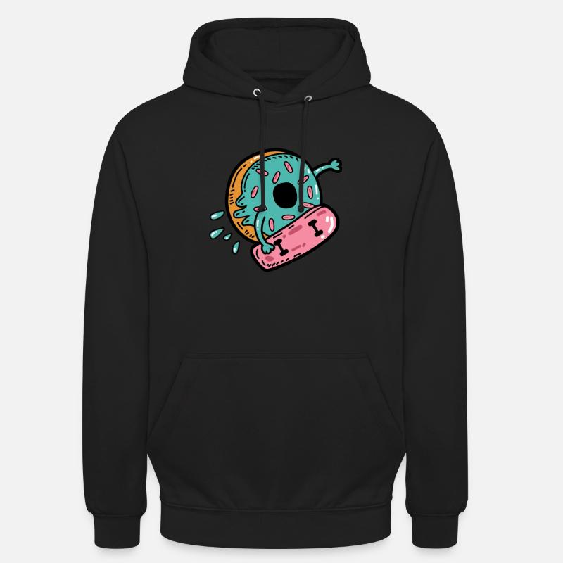 Skateboard à roulettes Donut - Sweat-shirt à capuche unisexe - noir