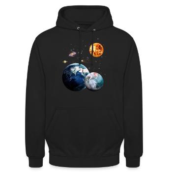 Weltraum - Unisex Hoodie - Schwarz - Vorne - Alina (178cm) & Michal (187cm)