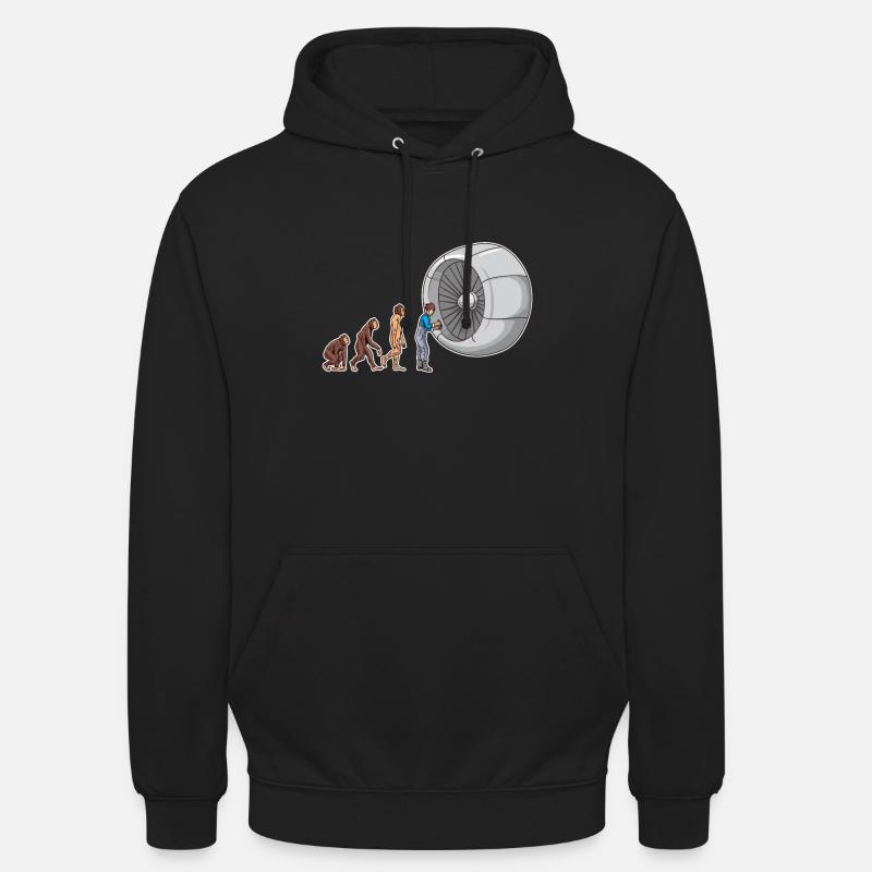 Flugzeugmechaniker Evolution Flugzeug Techniker - Unisex Hoodie - Schwarz