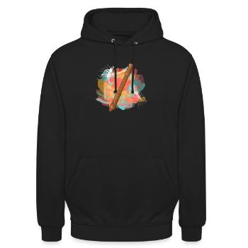Farbenfrohe Blockflöte Musikinstrument Musiker - Unisex Hoodie - Schwarz - Vorne - Alina (178cm) & Michal (187cm)