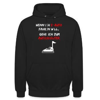 E-Auto Fahren Nur Beim Autoscooter - Unisex Hoodie - Schwarz - Vorne - Alina (178cm) & Michal (187cm)