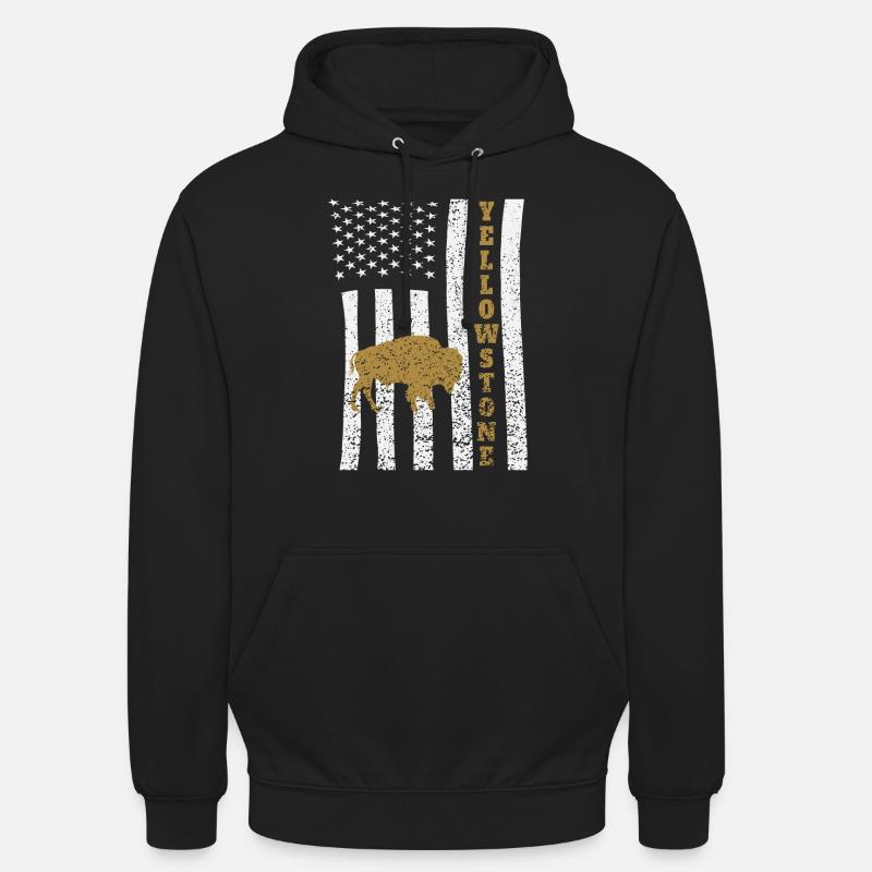 Drapeau américain Buffalo Yellowstone - Sweat-shirt à capuche unisexe - noir