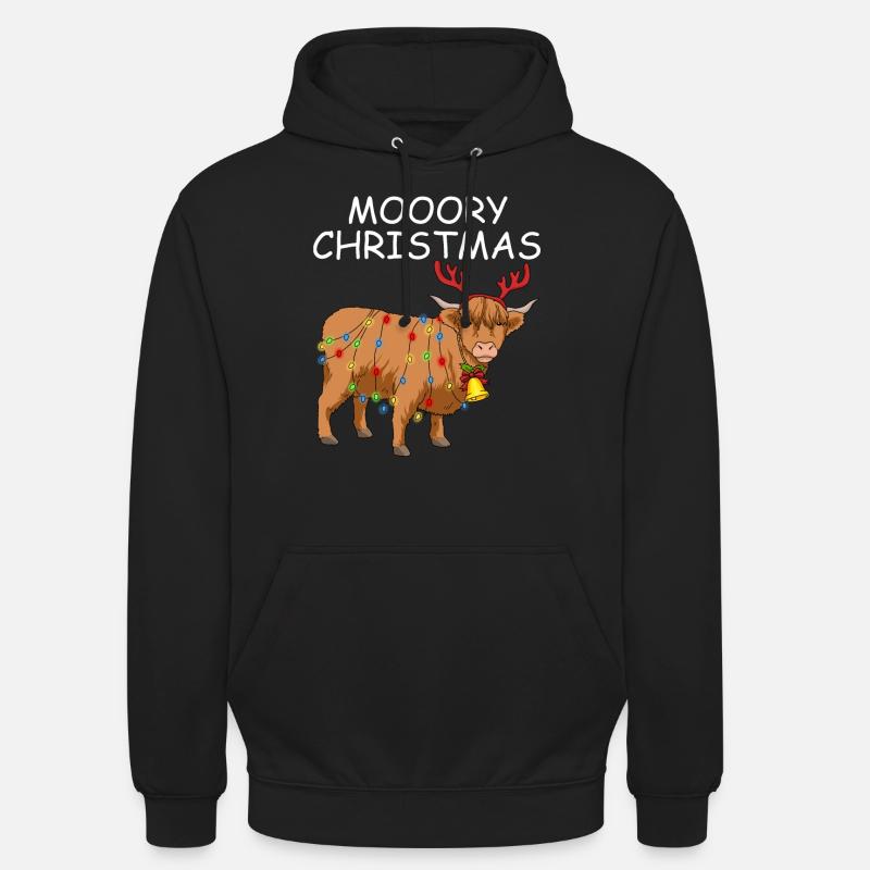 Weihnachten Highland Kuh Geschenk Weihnachtskuh - Unisex Hoodie - Schwarz
