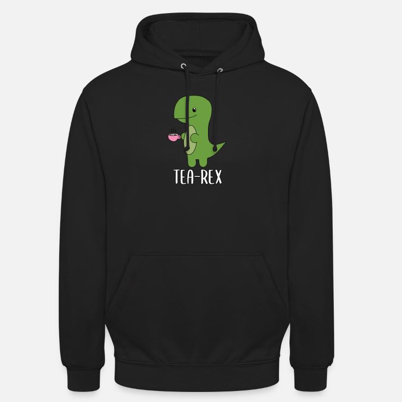 Tea-Rex mignon dinosaure vert dino - Sweat-shirt à capuche unisexe - noir