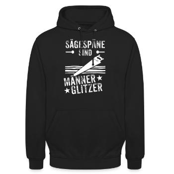 Sägespäne sind Männerglitzer - Unisex Hoodie - Schwarz - Vorne - Alina (178cm) & Michal (187cm)