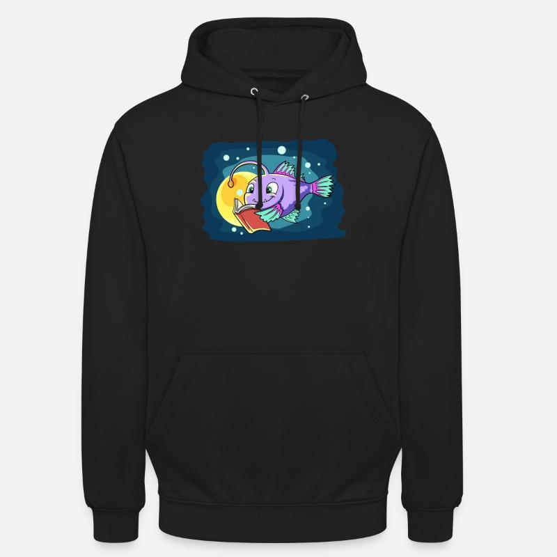 Laternenfisch Liest ein Buch - Unisex Hoodie - Schwarz