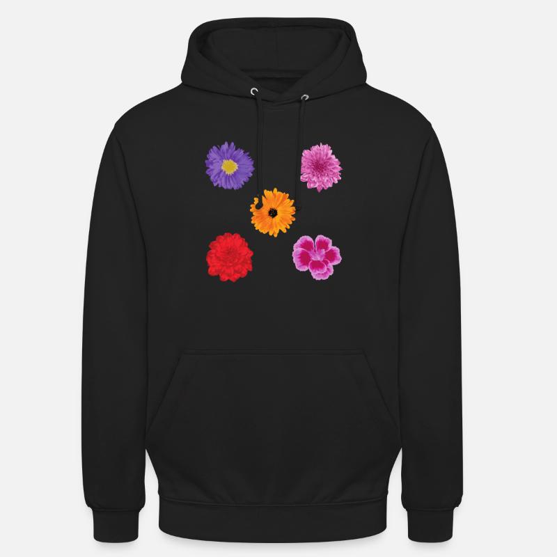 Ensemble de motifs de fleurs - Sweat-shirt à capuche unisexe - noir
