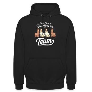 Alpaka Alpaka Alpaka Alpaka Team - Unisex Hoodie - Schwarz - Vorne - Alina (178cm) & Michal (187cm)