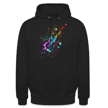 E- Gitarre Geschenk, Gitarrenspieler in Musikband - Unisex Hoodie - Schwarz - Vorne - Alina (178cm) & Michal (187cm)