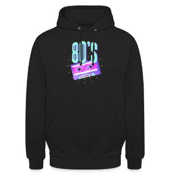 Cassette des années 80 - Sweat-shirt à capuche unisexe - noir - Devant - Alina (178cm) & Michal (187cm)