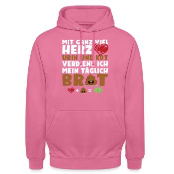 Mit ganz viel Herz Urin und Kot - Unisex Hoodie - Pink - Vorne - Alina (178cm) & Michal (187cm)