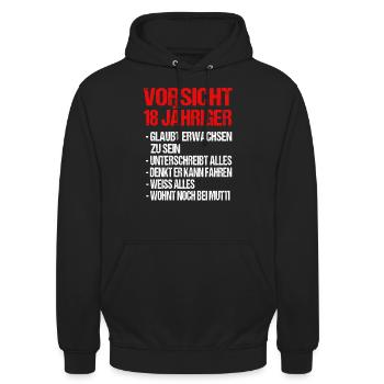 18 Jahre 18 Geburtstag Geschenk - Unisex Hoodie - Schwarz - Vorne - Alina (178cm) & Michal (187cm)