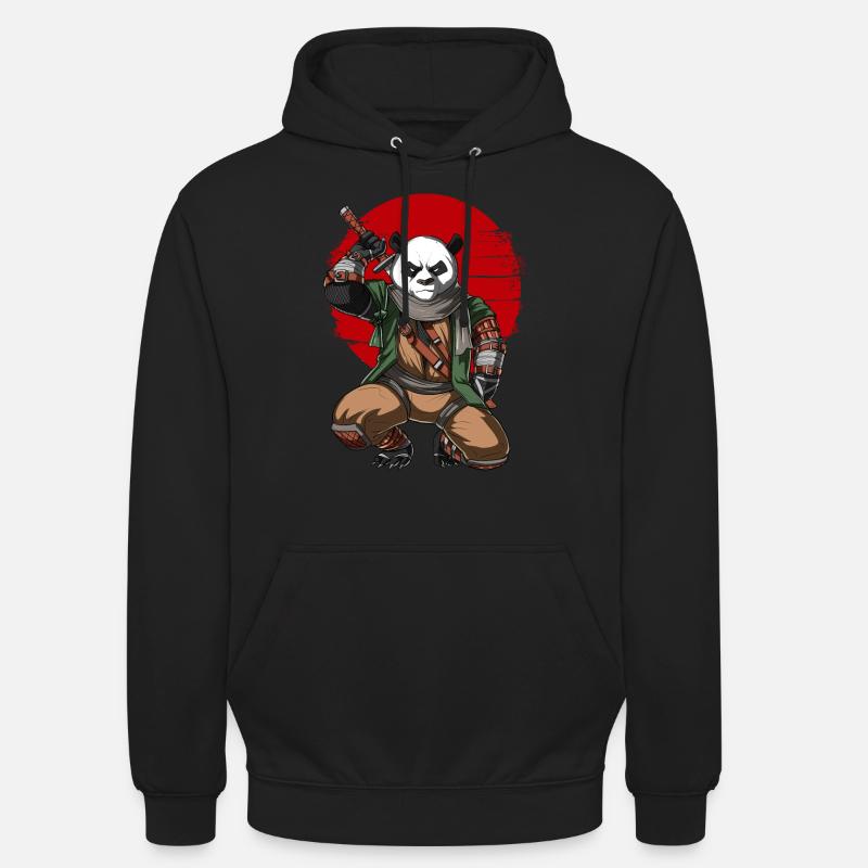Panda Bär Ninja Samurai - Unisex Hoodie - Schwarz