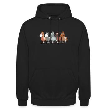 Chevaux et races de chevaux de dessin animé drôle - Sweat-shirt à capuche unisexe - noir - Devant - Alina (178cm) & Michal (187cm)