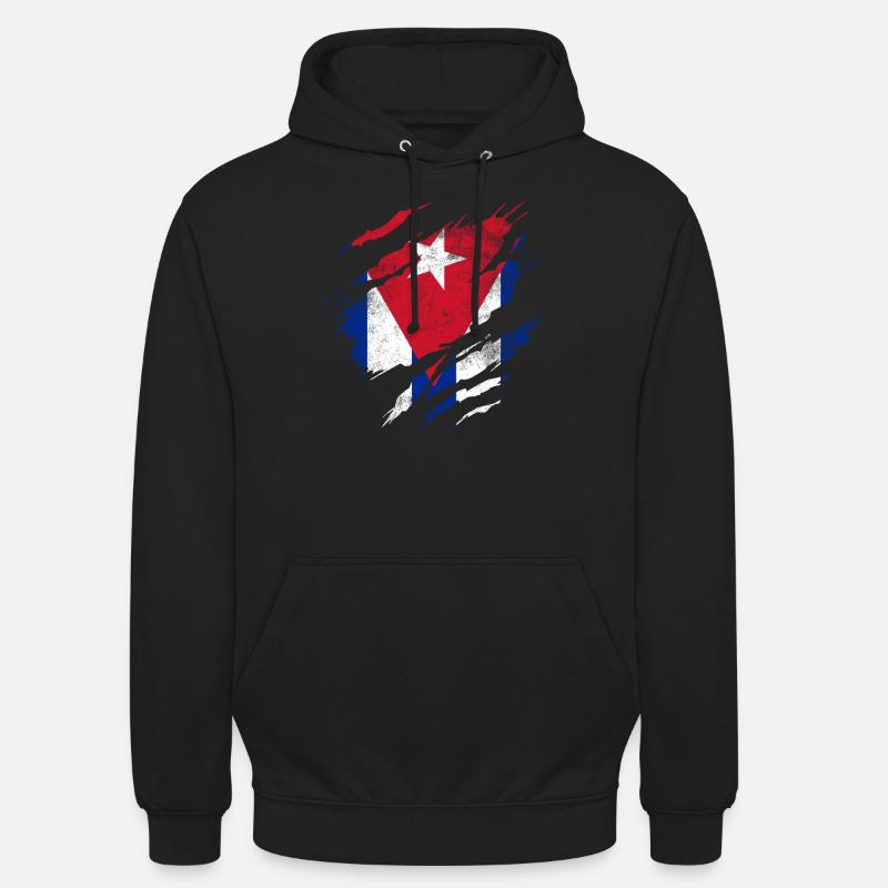 Cuba déchiré drapeau - Sweat-shirt à capuche unisexe - noir