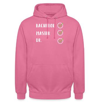 FUNNY Bachelor Master Doctorat Dr Phd Gift - Sweat-shirt à capuche unisexe - rose - Devant - Alina (178cm) & Michal (187cm)
