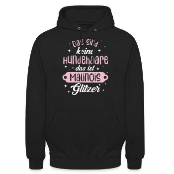 Belgian Malinois Glitzer Hundehaare Geschenkidee - Unisex Hoodie - Schwarz - Vorne - Alina (178cm) & Michal (187cm)