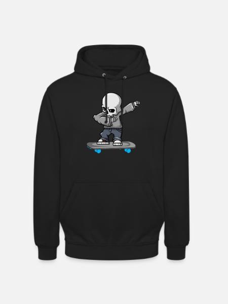 Dabbing skelet skateboard Halloween skater - Hættetrøje unisex - sort