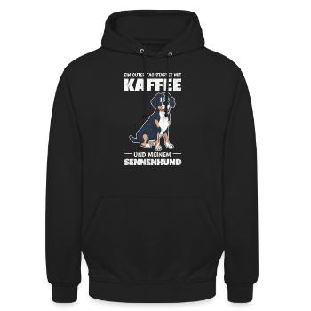 Schweizer Sennenhund Bauernhund Alm - Guter Tag - Unisex Hoodie - Schwarz - Vorne - Alina (178cm) & Michal (187cm)