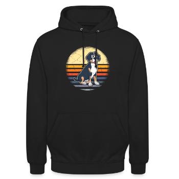 Schweizer Sennenhund Bauernhund Alm Grafik - Unisex Hoodie - Schwarz - Vorne - Alina (178cm) & Michal (187cm)