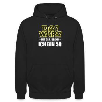 Lustiges 50 Geburtstag Sprüche Geschenk - Unisex Hoodie - Schwarz - Vorne - Alina (178cm) & Michal (187cm)