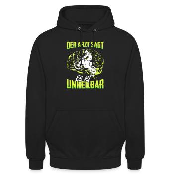 Der Arzt Sagt Es Ist Unheilbar Motocross Motorrad - Unisex Hoodie - Schwarz - Vorne - Alina (178cm) & Michal (187cm)