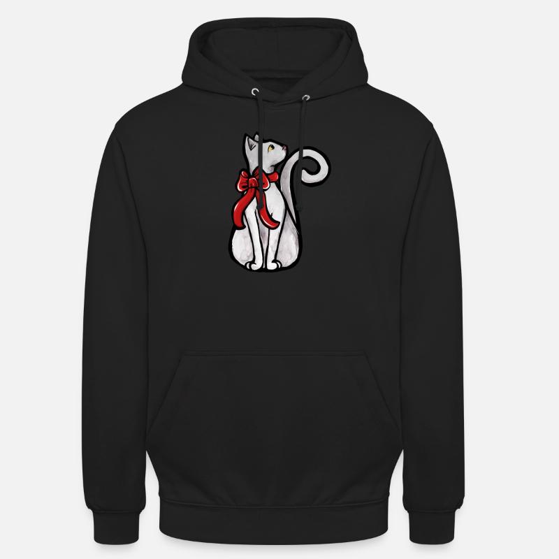 Chat de Noël blanc - Sweat-shirt à capuche unisexe - noir