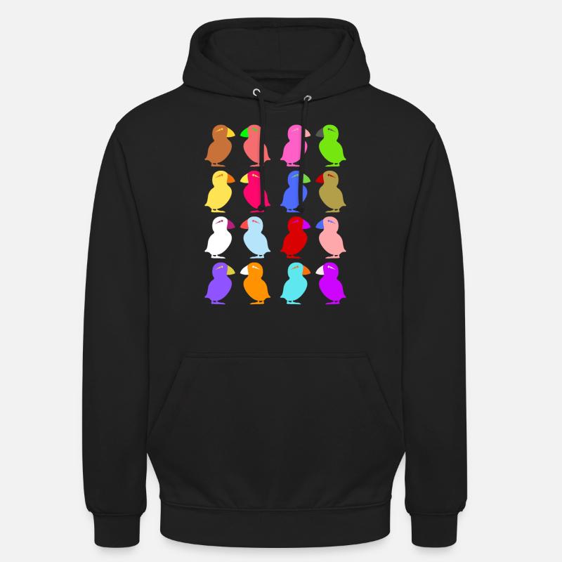 Puffin Perroquets graphiques mignons - Sweat-shirt à capuche unisexe - noir