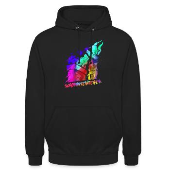 Schornsteinfeger Glücksbringer Geschenk - Unisex Hoodie - Schwarz - Vorne - Alina (178cm) & Michal (187cm)