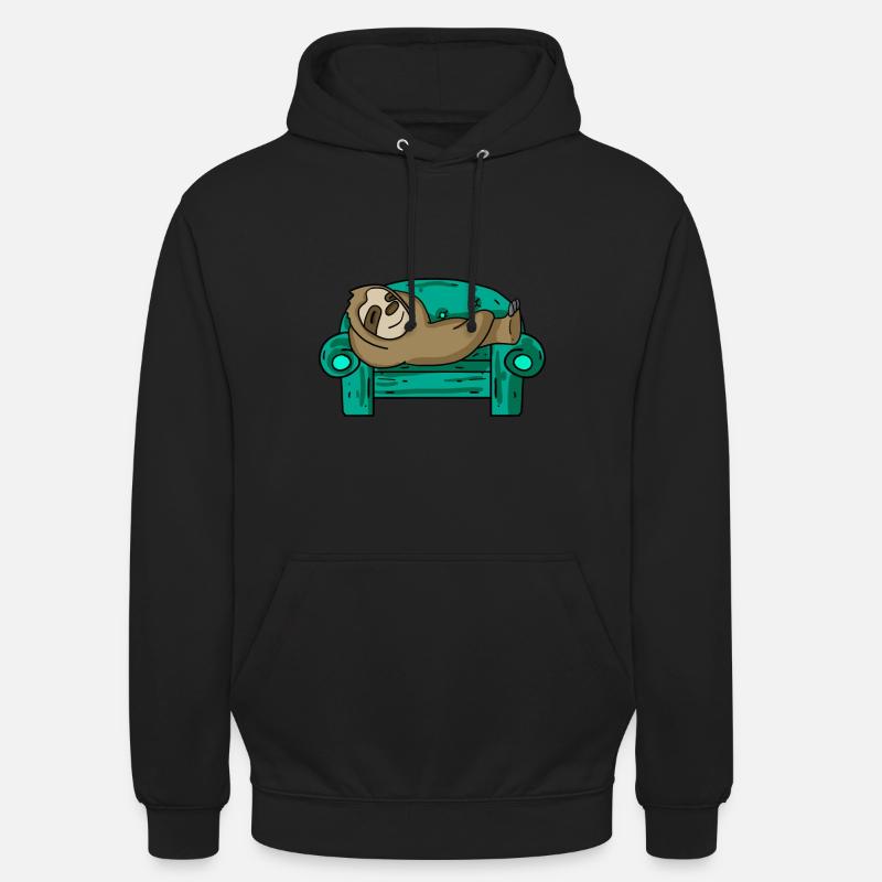 Faultier lustig auf Sofa Geschenk - Unisex Hoodie - Schwarz