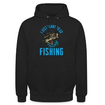 Angeln Angler Fischen Angelrute Angelrute Fische - Unisex Hoodie - Schwarz - Vorne - Alina (178cm) & Michal (187cm)