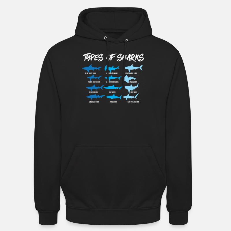 Requin Espèces de sharks, requin-marteau,bâche - Sweat-shirt à capuche unisexe - noir