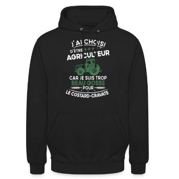 J'ai choisi d'être agriculteur - humour cadeau - Sweat-shirt à capuche unisexe - noir - Devant - Alina (178cm) & Michal (187cm)