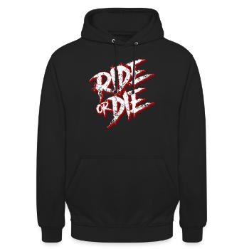 Motorrad Ride or die Biker T-Shirt Geschenk - Unisex Hoodie - Schwarz - Vorne - Alina (178cm) & Michal (187cm)