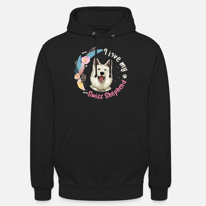 Geschenkidee Weißer Schweizer Schäferhund - Unisex Hoodie - Schwarz