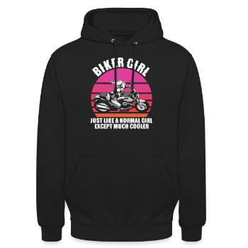 biker girl - Unisex Hoodie - black - Front - Alina (178cm) & Michal (187cm)