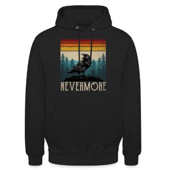 Nevermore Edgar Allan Poe Nimmermehr Rabe Geschenk - Unisex Hoodie - Schwarz - Vorne - Alina (178cm) & Michal (187cm)