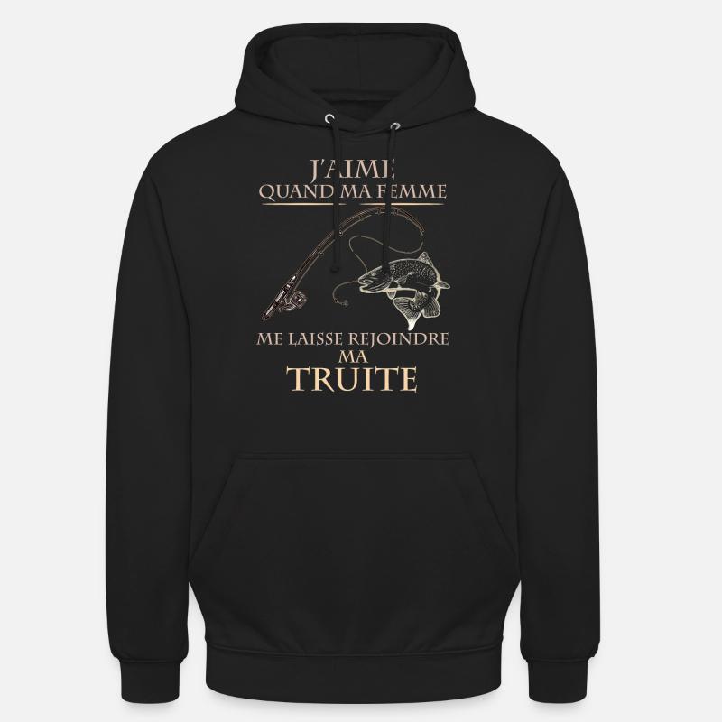 Pêcheur fan de truite - Sweat-shirt à capuche unisexe - noir
