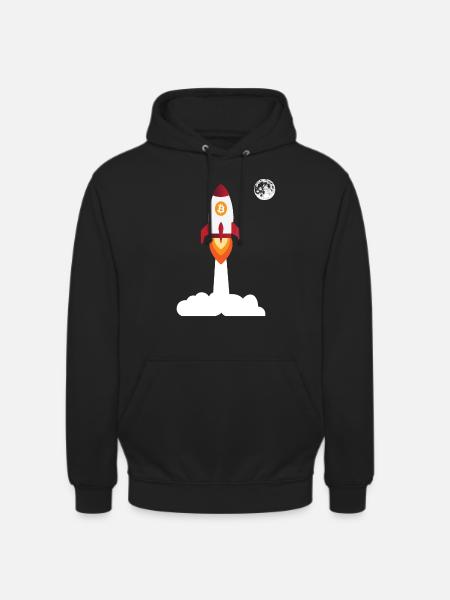 Bitcoin Rocket Moon - Cryptocurrency Bitcoins - Unisex Hoodie - black
