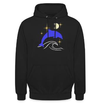 Dauphins Dauphins Mer Animaux marins - Sweat-shirt à capuche unisexe - noir - Devant - Alina (178cm) & Michal (187cm)