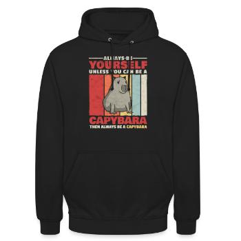 Sois un capybara drôle de cochon d’eau - Sweat-shirt à capuche unisexe - noir - Devant - Alina (178cm) & Michal (187cm)
