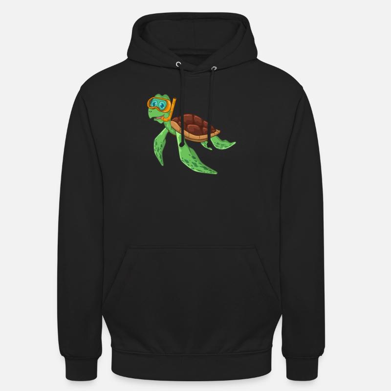 Tortue Plongée Plongeur - Sweat-shirt à capuche unisexe - noir